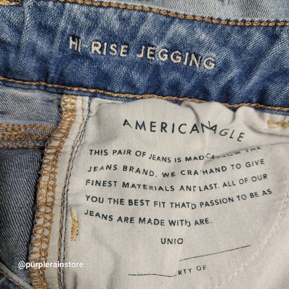 American Eagle Jeans 2 R Jegging Hi Rise Super Stretch Medium Light Wash - Picture 4 of 11